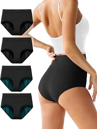 TIICHOO Period Underwear for Women Heavy Flow Super High Waist Period Panties Womens Incontinence Underwear Leakproof 4 Pack