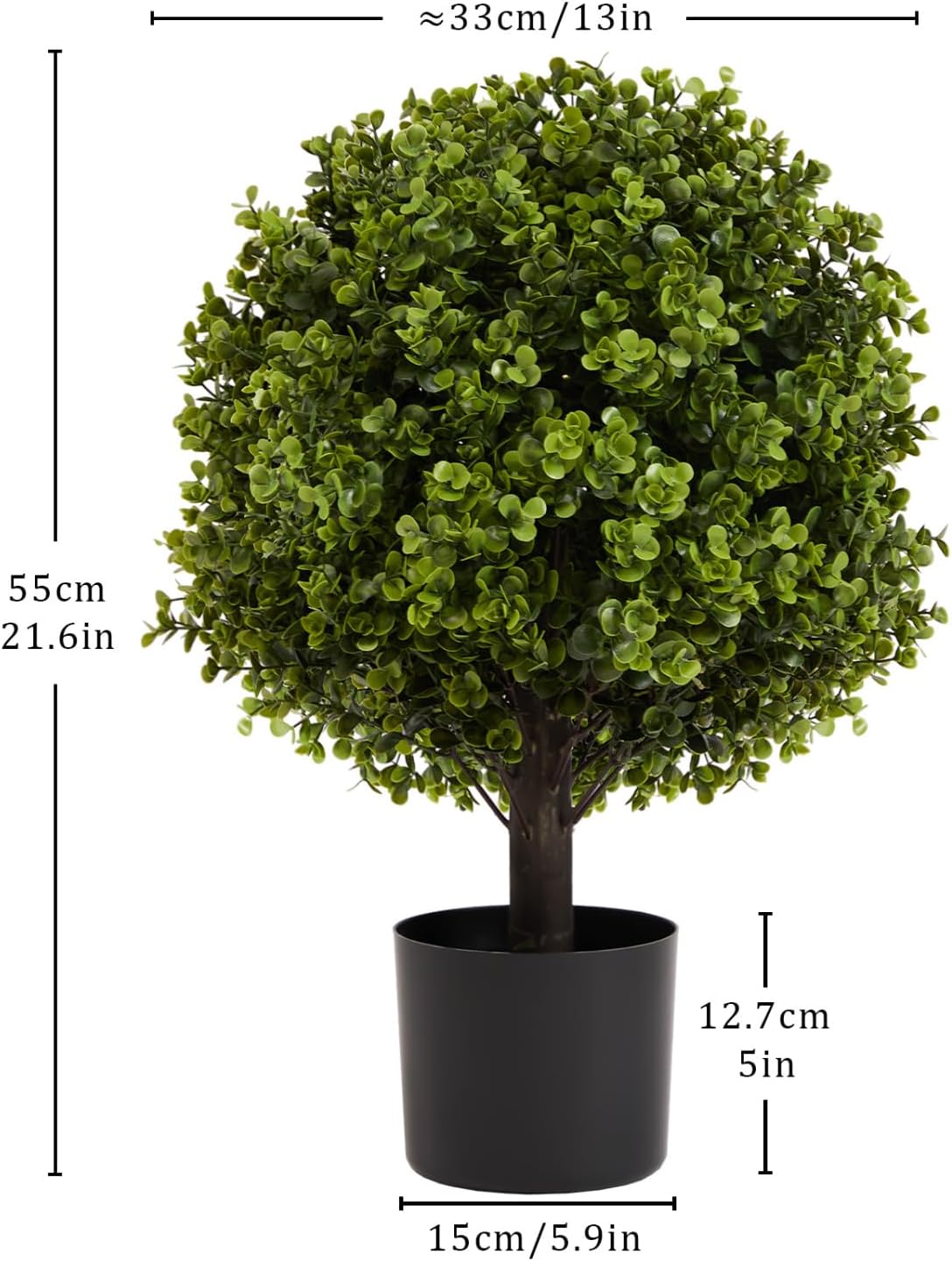 22in Boxwood Ball Shaped Artificial Topiary Shrubs Tree in Pot for Home and Garden Decoration 2pcs/Set Green Lifelike Boxwood-Style Design Office Event Zero Maintenance