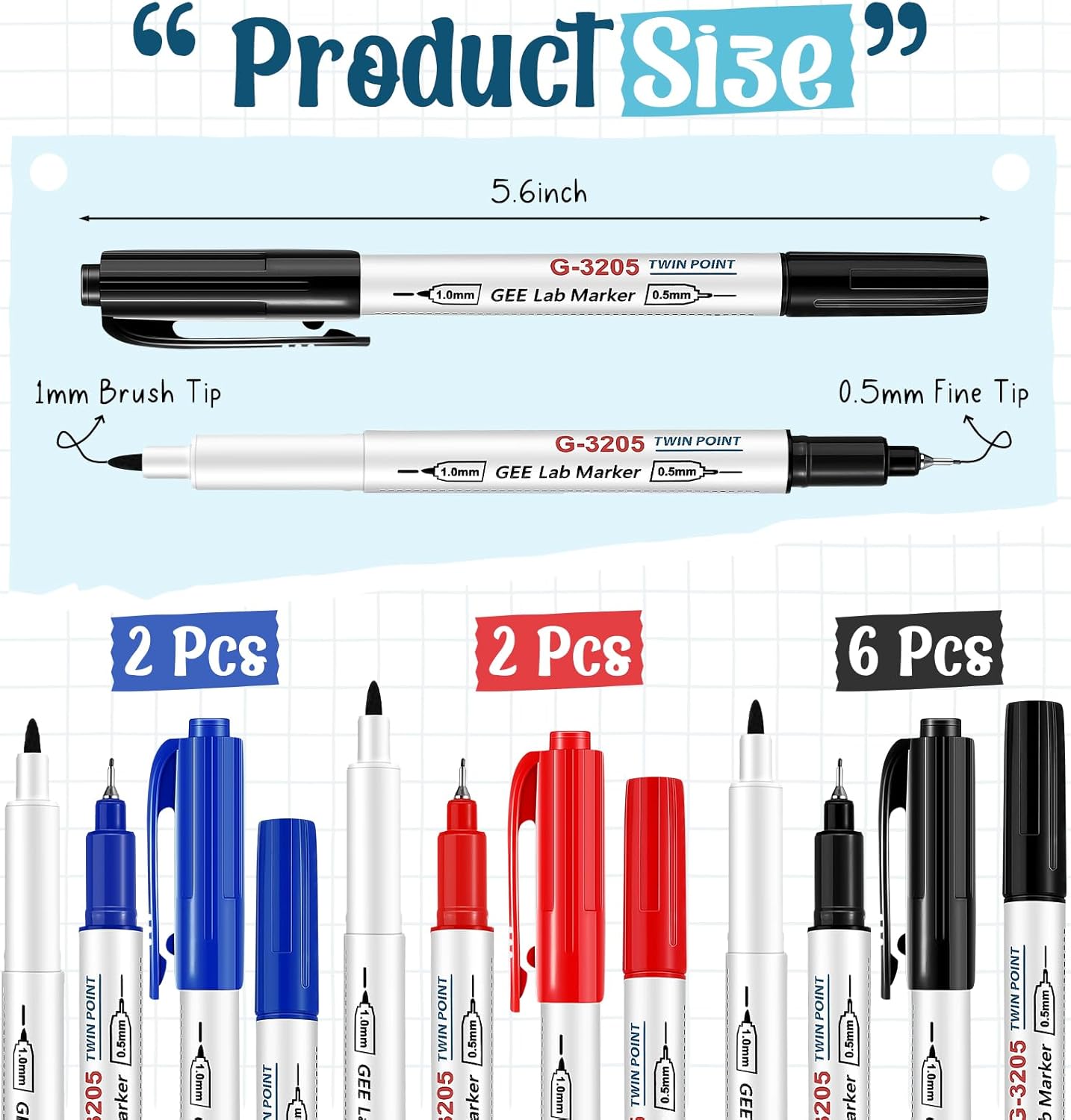 Janlaugh 10 Pack Alcohol Resistant Laboratory Markers, Black Dual Head Permanent Freezer Pens with 0.5mm Fine Point and 1.0mm Makers Tip, Designed for Industrial, Lab and Hospital Use