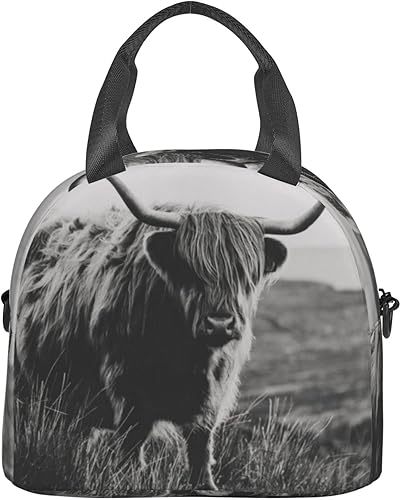 Miniatura 3 de Juoritu Highland Cattle - Bolsa de almuerzo aislada con correas, lonchera para mujeres y hombres, bolsa impermeable para viajes de oficina