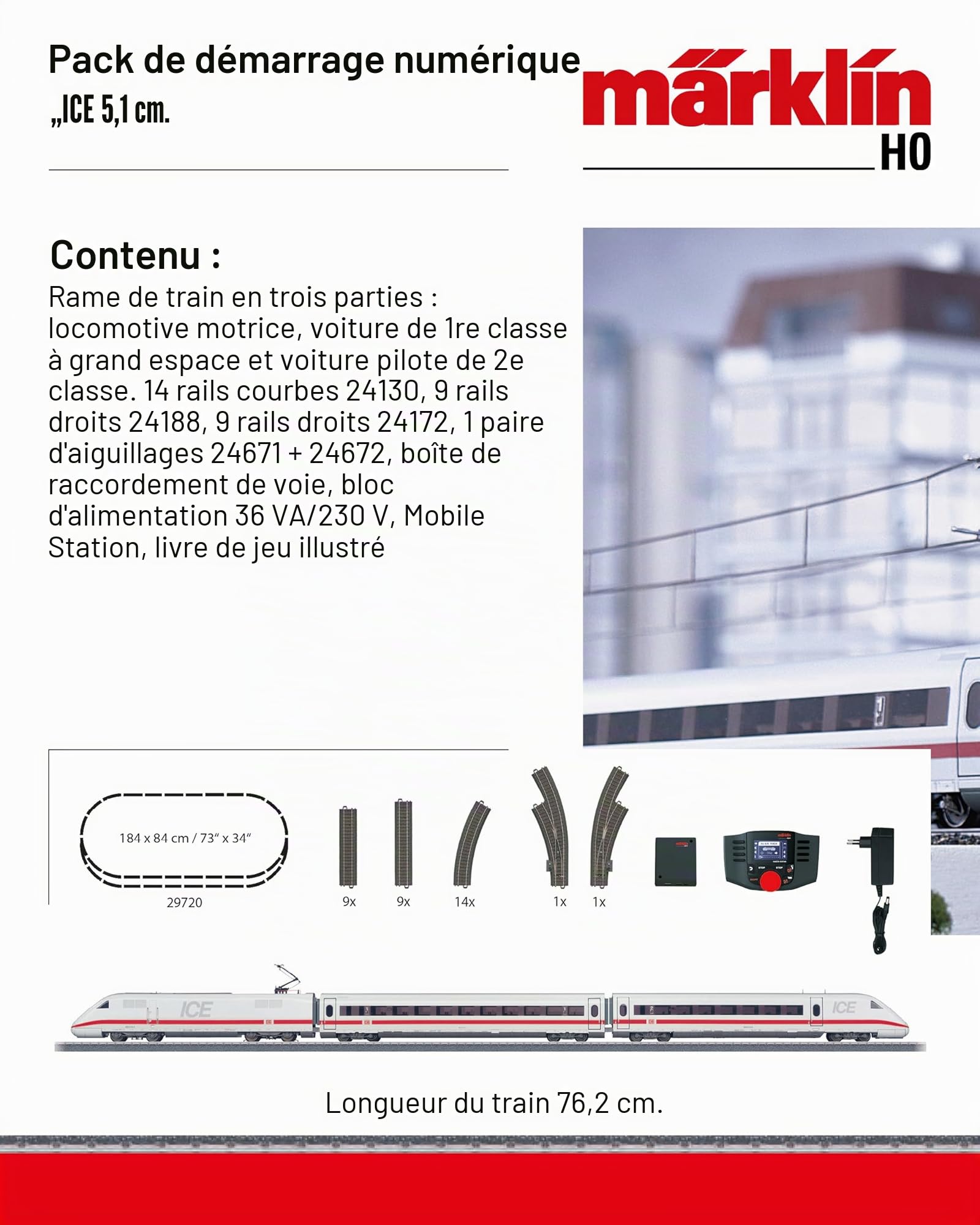 Märklin 29792 - Kit de démarrage numérique Ice 2, Voie H0 modèle ferroviaire, Nombreuses Fonctions sonores, avec Station Mobile et Rails de Voie C, Divers