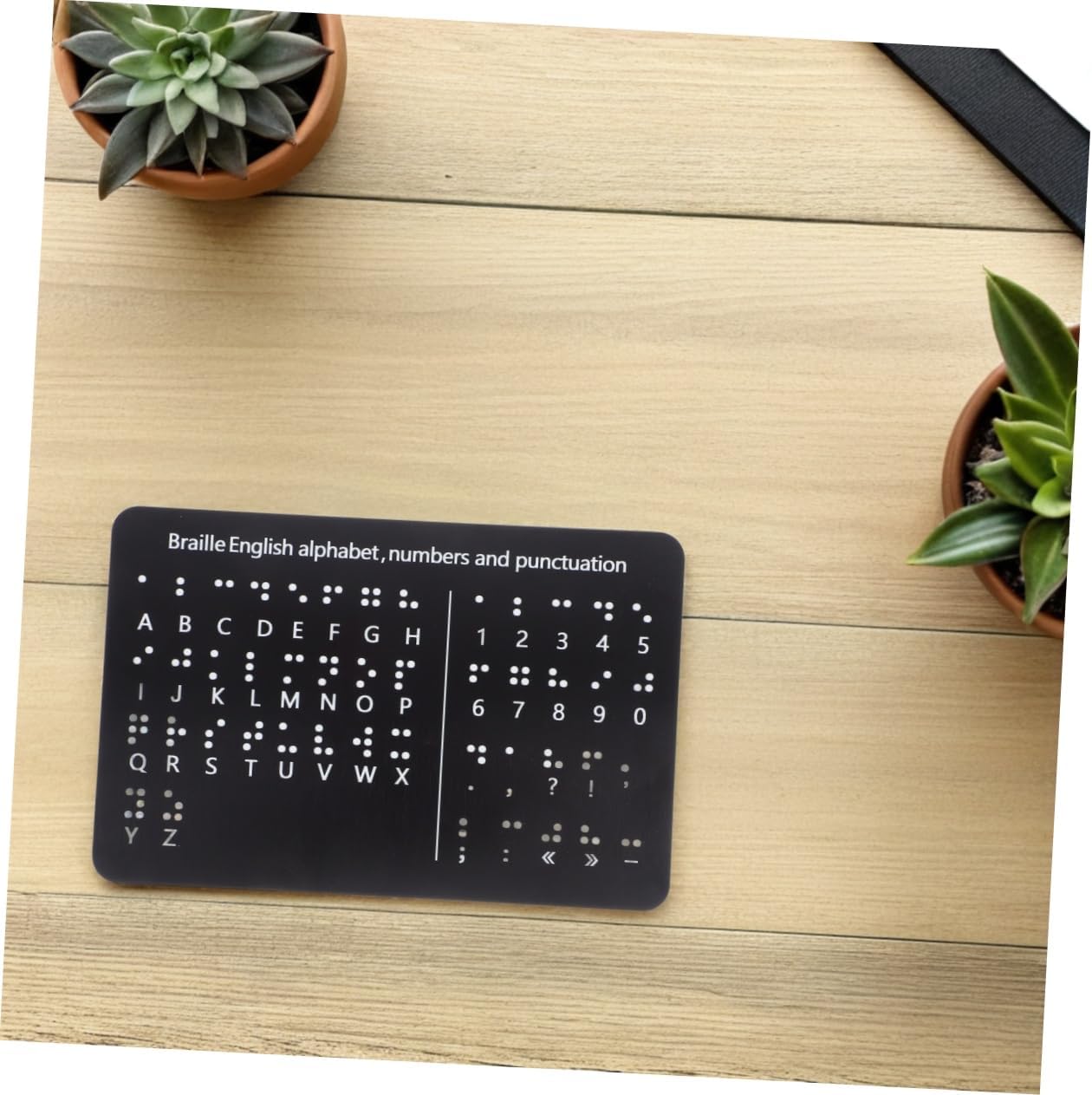 BESTYASH Braille Alphabet and Number Board Raised Dots Alphabet and Numbers Punctuation Tool Teaching Aid for Blind People (Black)