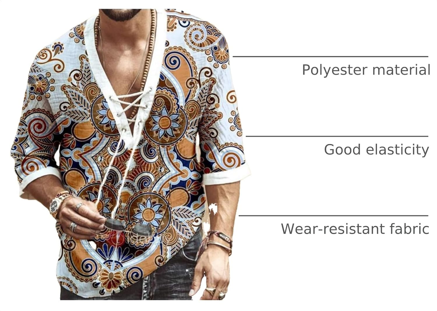 Rela Bota Men's Fashion Shirt Beach Printing Yoga African Summer Top