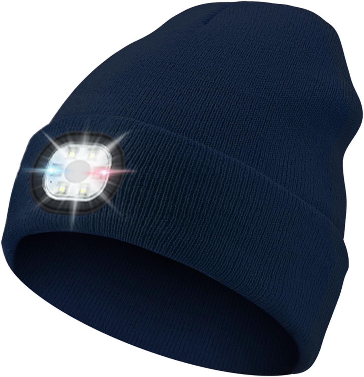 Beanie with Light, Unisex Hat with Light, 3 Modes Rechargeable Headlamp Beanie, Removable LED Flashlight Hat for Running, Camping, Hunting, Cycling, Night Activities, Gifts for Men & Women (Orange)