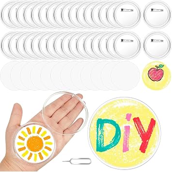 25 Set/80 Pcs 2.28 Inch Clear Button Pins Kit for Crafts DIY Photo