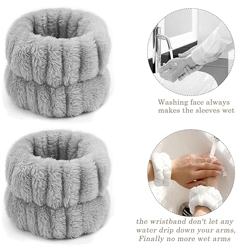 Miniatura 3 de Ayesha Diadema de spa y 8 bandas elásticas para niñas, diadema de esponja para lavar la cara, banda suave de burbujas para el cabello, diademas de