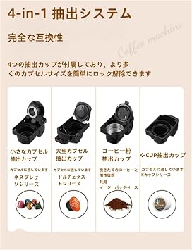 Coffee Maker Fully Automatic Coffee Maker Multi-Capsule Coffee Maker, Fully Automatic Home Small Size Italian Portable Integrated Fully Compatible Versatile Capsule Machine Hot or Cold Coffee Maker, Milk, Pod Ground Coffee, Cafeteria, Black
