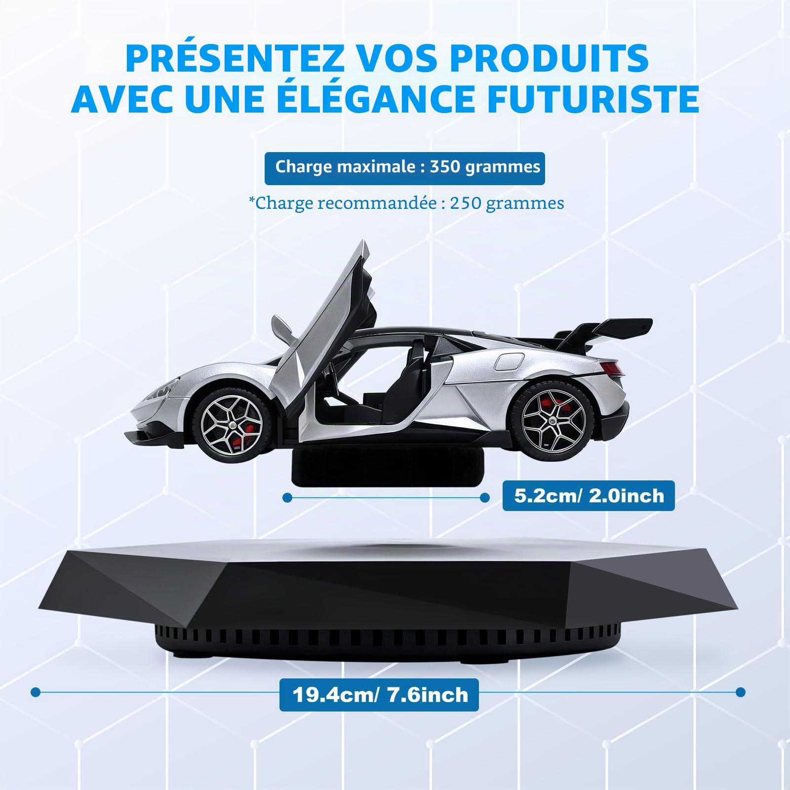 Présentoir en lévitation magnétique pour objets de collection et voitures miniatures, présentoir flottant pour jouets et figurines, plateforme flottante, lévitateur rotatif Maglev et support