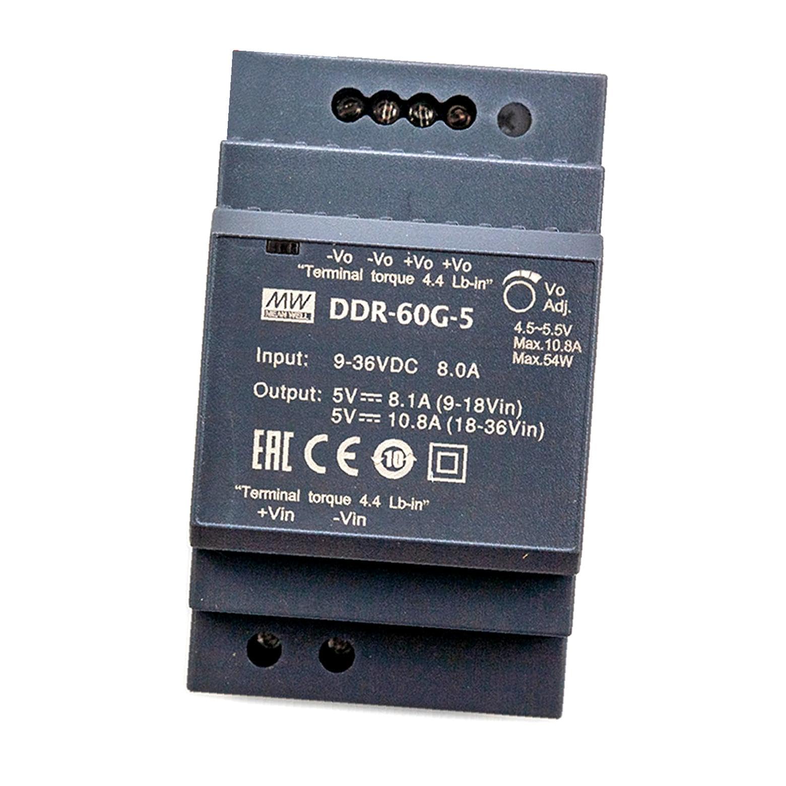 Convertidor CC/CC para Rail (DIN) Mean Well DDR-60G-5 5V DC 10.8A 54W 1 x