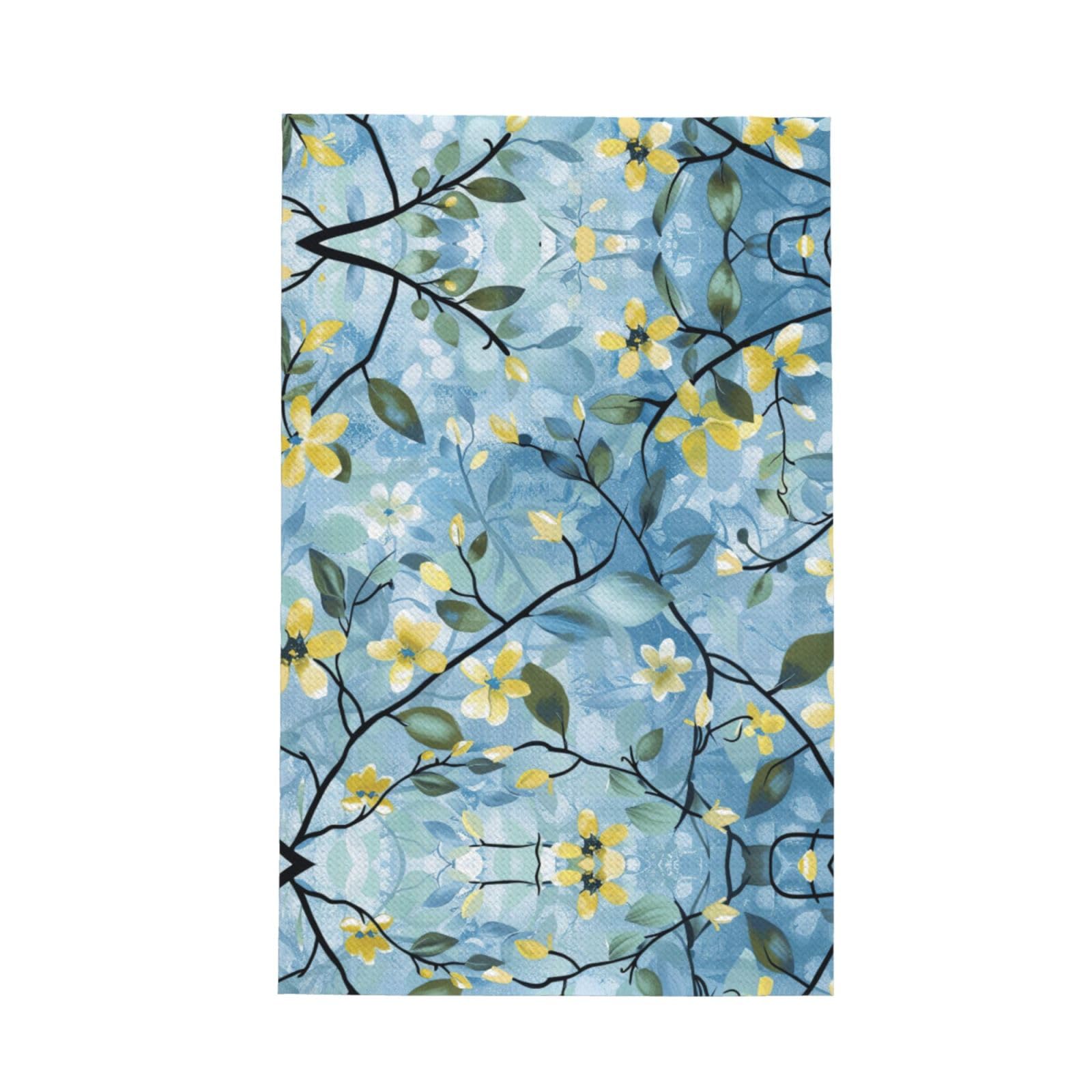 Xxahnbm Black Cool Yellow Blue Vine Print Waffle Kitchen Towel,Absorbent Hand Towel
