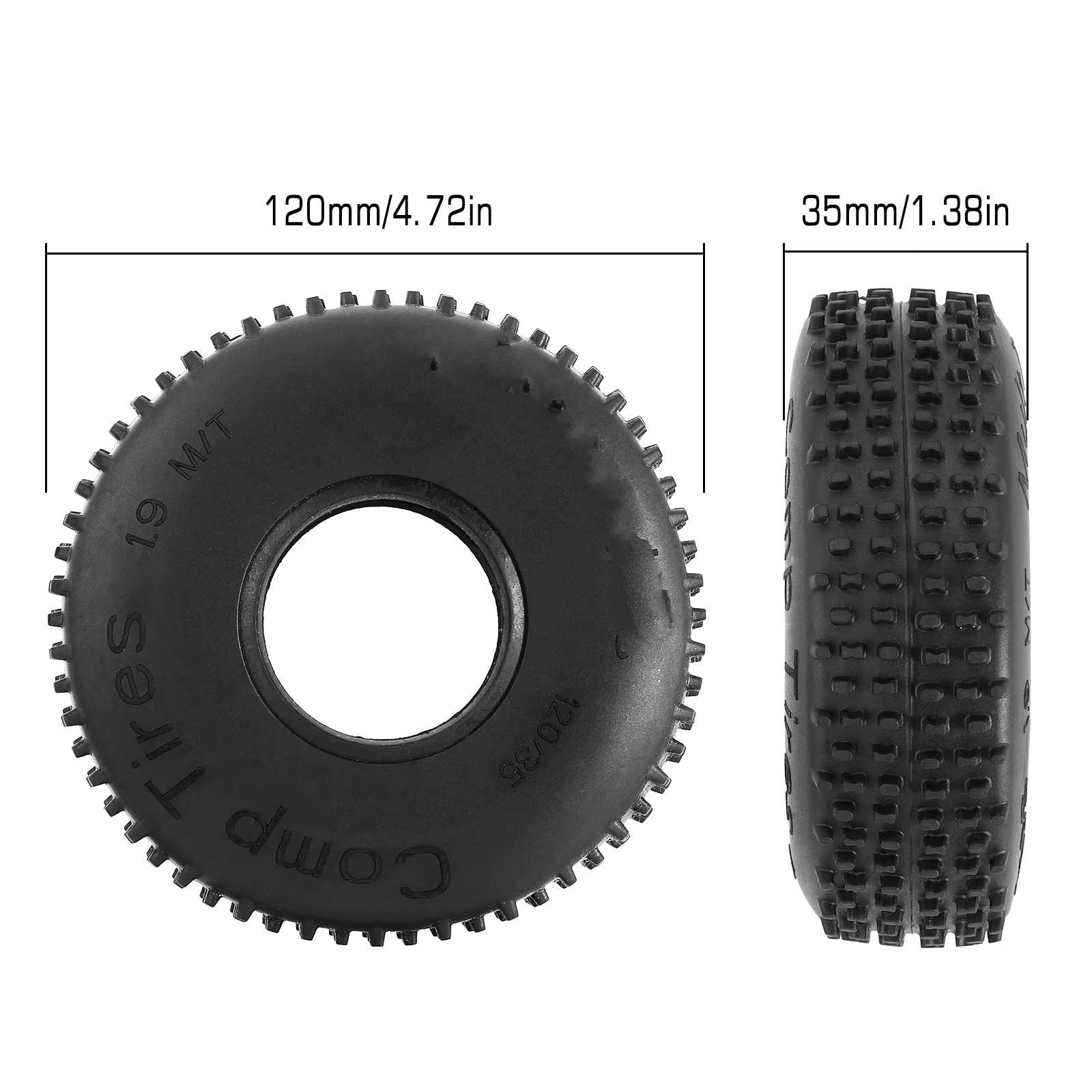 RC Car Repuestos Kit para TRX4 para SCX10 para Pro para Capra para Gen8 VS4-10 1/10 RC Crawler para Rock para Buggy 120 * 35 Mm Neumático De Rueda Multiterrenos 1,9"