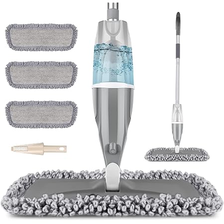 MEXERRIS Microfibre Spray Mop for Floor Cleaning Wet Dry Kitchen Floor Cleaning Mop with 2x Refillable Bottles 360°Rotatable Hardwood Mop for Laminate... MEXERRIS Microfibre Spray Mop for Floor Cleaning Wet Dry Kitchen Floor Cleaning Mop with 2x Refillable Bottles 360°Rotatable Hardwood Mop for Laminate...