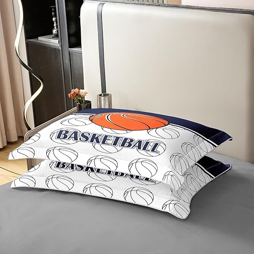 Miniatura 5 de Funda de edredón deportiva de baloncesto 100% algodón, diseño de grafiti dibujado a mano retro, transpirable, funda de edredón con patrón de juego
