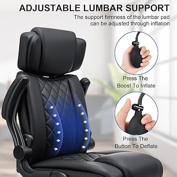 HOFFREE Comfy Computer Chair with Adjustable Lumbar Support (Black)