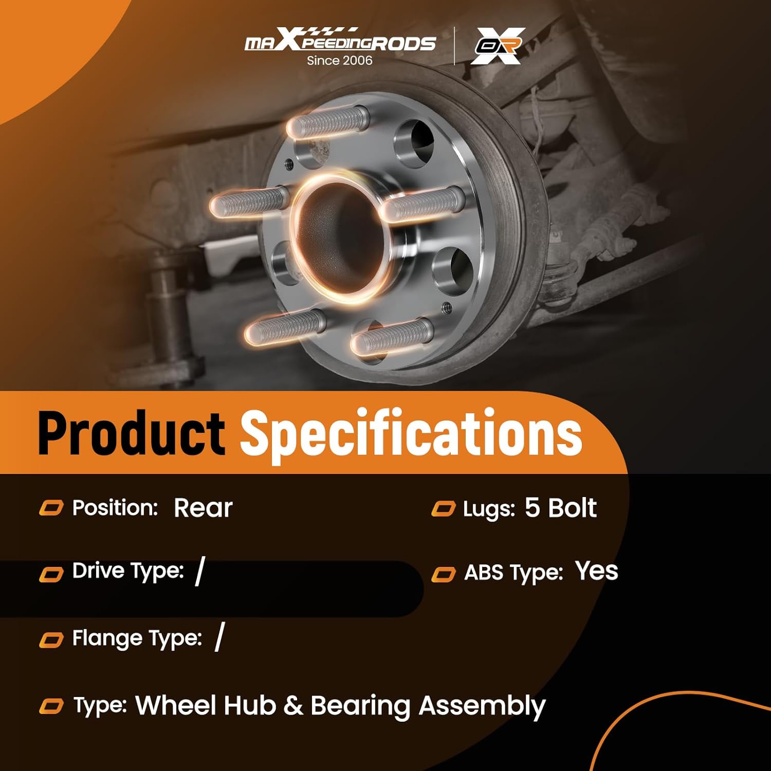 maXpeedingrods 512256 Rear Wheel Hub and Bearing Assembly for Acura CSX ABS models 2006-2011, for Honda Civic EX-SI models only 2006-2011, 5-Lug
