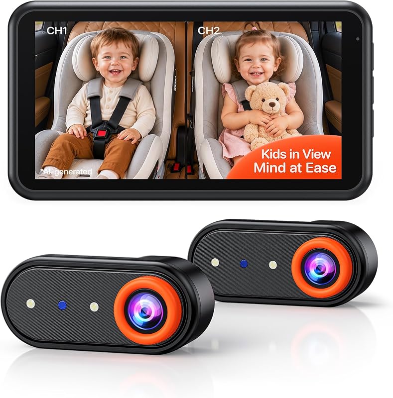 Câmera de Monitoramento Veicular para Bebês LUCKVIEW BM2PRO com Tela de 5,2" e Vídeo 1080p