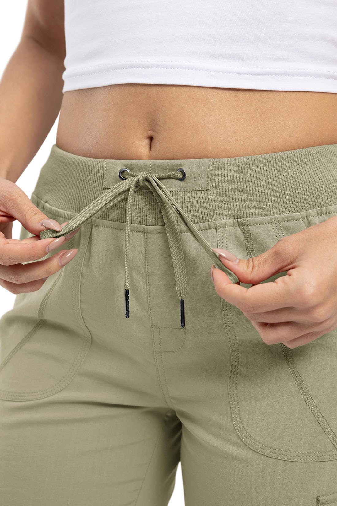 YSENTO Pantalones de senderismo para mujer, pantalones de verano 3/4, pantalones capri, ligeros, elásticos, de trekking, pantalones funcionales