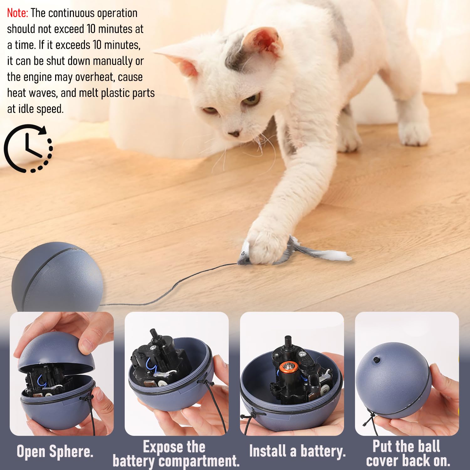 3 Palline Interattive Per Gatti - Movimento Automatico, Evita Ostacoli, Ricarica USB, Giochi Per Gatti Attivi E Curiosi - Foto 4