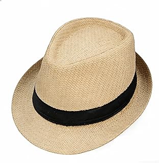 Straw Fedora Hat for Men Panama Sun Hat for Summer Beach Travel