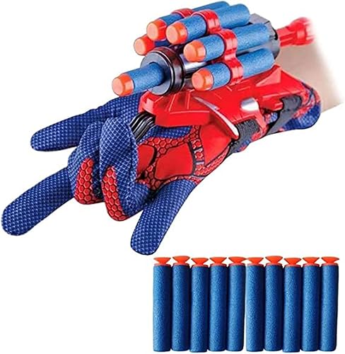 Miniatura 5 de Juego de disparos de telaraña juego de lanzador web 2 juegos de araña guantes de plástico para niños lanzador de películas de héroe con juego de