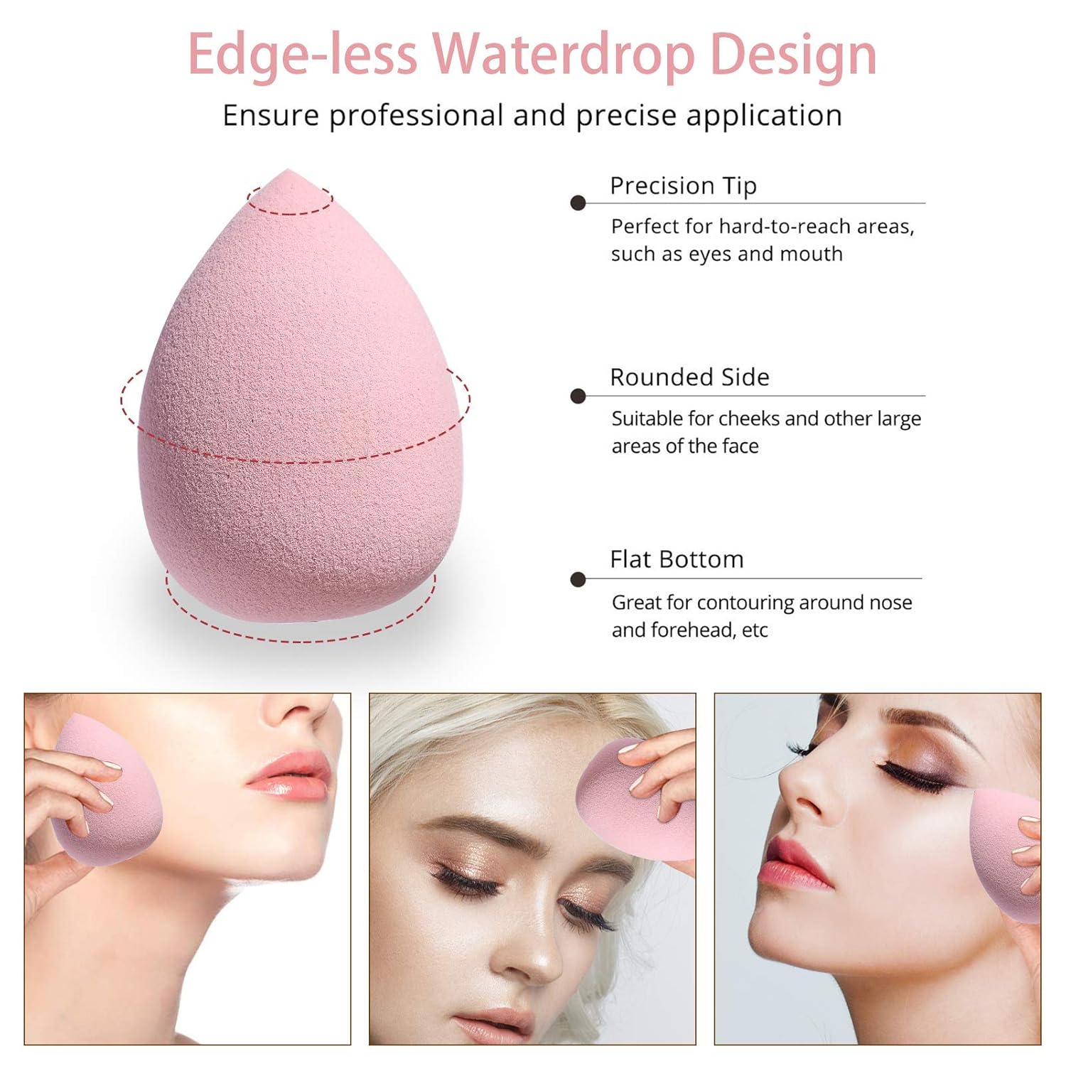 BS-MALL Makeup Sponge Set 7 Pcs blender sponge for Liquid, Cream, and Powder, Multi-colored Makeup Sponges Pink : Beauty & Personal Care