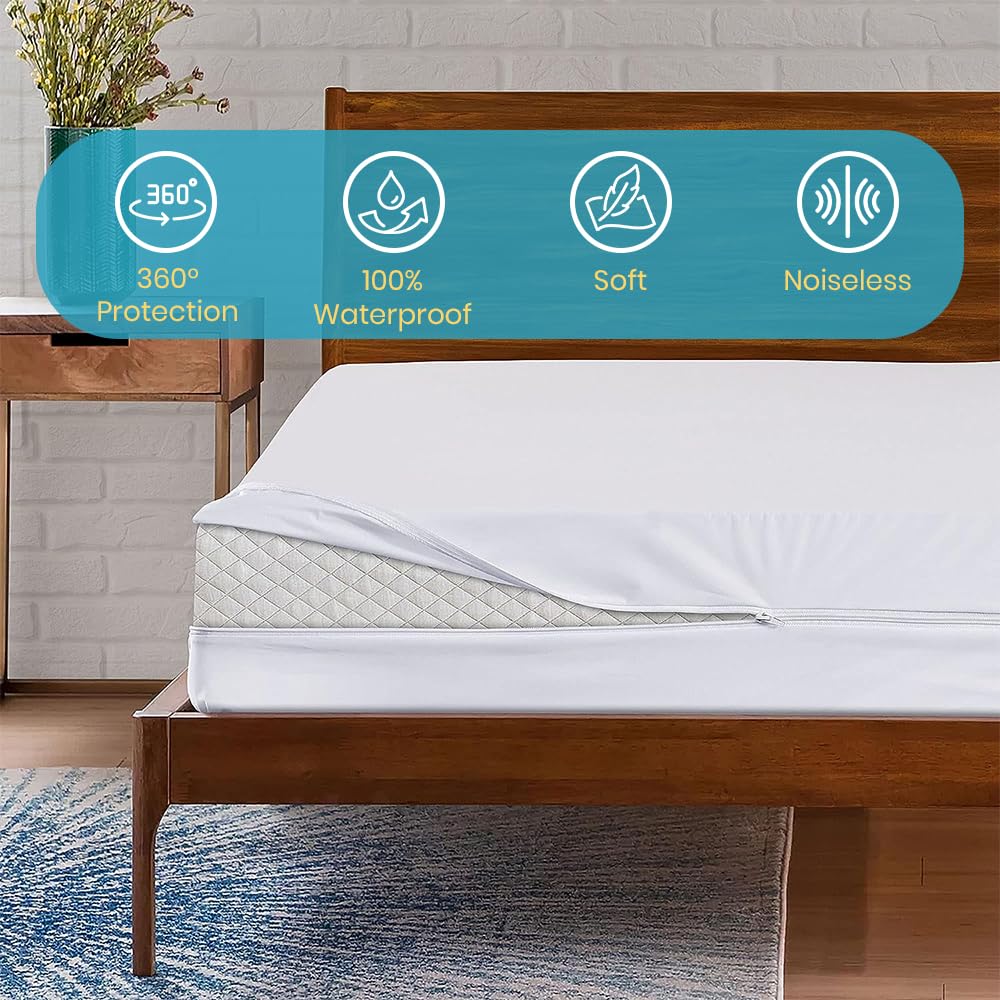 Belem Premium Zippered Queen Mattress Protector 12 Pack – Noiseless 100% Waterproof Mattress Encasement Bulk– Six Sided Bulk Mattress Cover Fits Up to 14” Deep Mattress