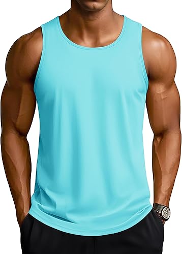 TACVASEN Camisetas sin mangas de entrenamiento para hombre, UPF 50+, camisetas de verano de secado rápido para correr, nadar, gimnasio, playa