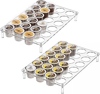 2-Pack 24-Slot Flat Acrylic Kcup Organizer for Drawer, Large-Capacity KCup Holder for Drawer, Shatter-Proof Coffee Capsule Storage, Fits K-Cups, 12.6 x 8.66 x 1.97 Inches