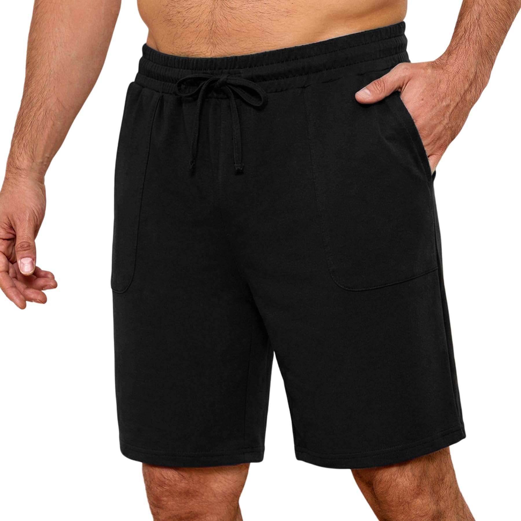 Marvmys Schlafanzughose Herren Kurz Pyjamahose Sommer Shorty Nachtwäsche Schlafshorts Loungewear Elastischem mit Taschen S-3XL