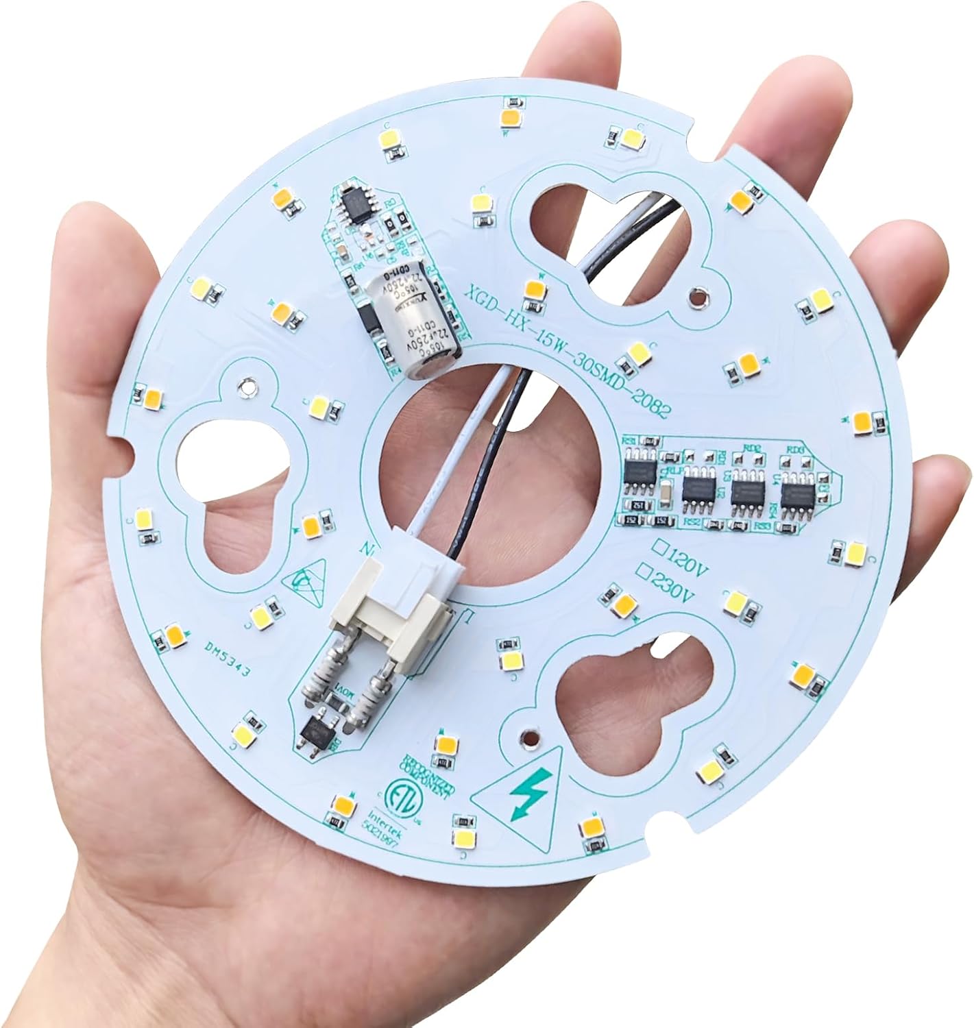 HuixuTe 2-Pack 5.3" LED Retrofit Light Kit for Ceiling Flush Light 15W 120V 3000/4500/6000K LED Ceiling Fan Replacement Panel PCB Dimmable