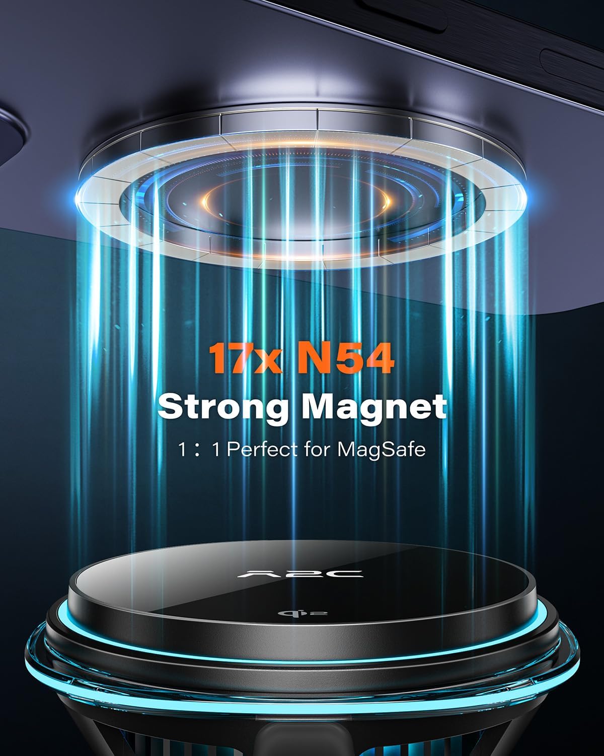 A2C Qi2 15W Wireless Car Charger CD Mount for MagSafe, Magnetic Wireless Charger for Car Air Vent | CD Slot with Semiconductor Cooling Chip, Fast Charging for iPhone 17 16 15 14 13 12, LED Indicator