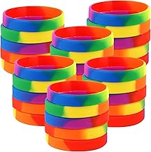 30 Pcs Rainbow Silicone Wristbands, Six Rainbow Bracelets Back to School Party Favors, Gift for Colleagues Teens Kids