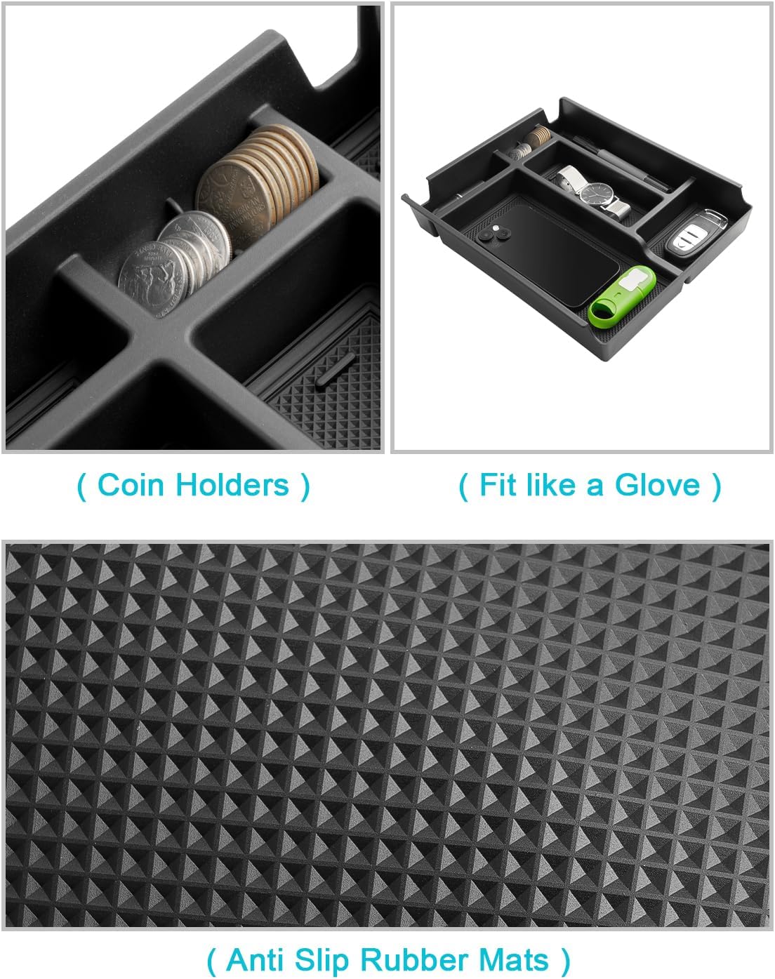 CDEFG 2PCS for Chevy Silverado Sierra Center Console Organizer for 2019-2025 2026 Chevrolet Silverado/GMC Sierra 1500/2020-2026 Silverado Sierra 2500HD 3500HD Accessory(Split-Bench Folding Seat Only)