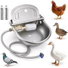 Metal Automatic Chicken Waterer, Stainless Float Valve Poultry Dispenser