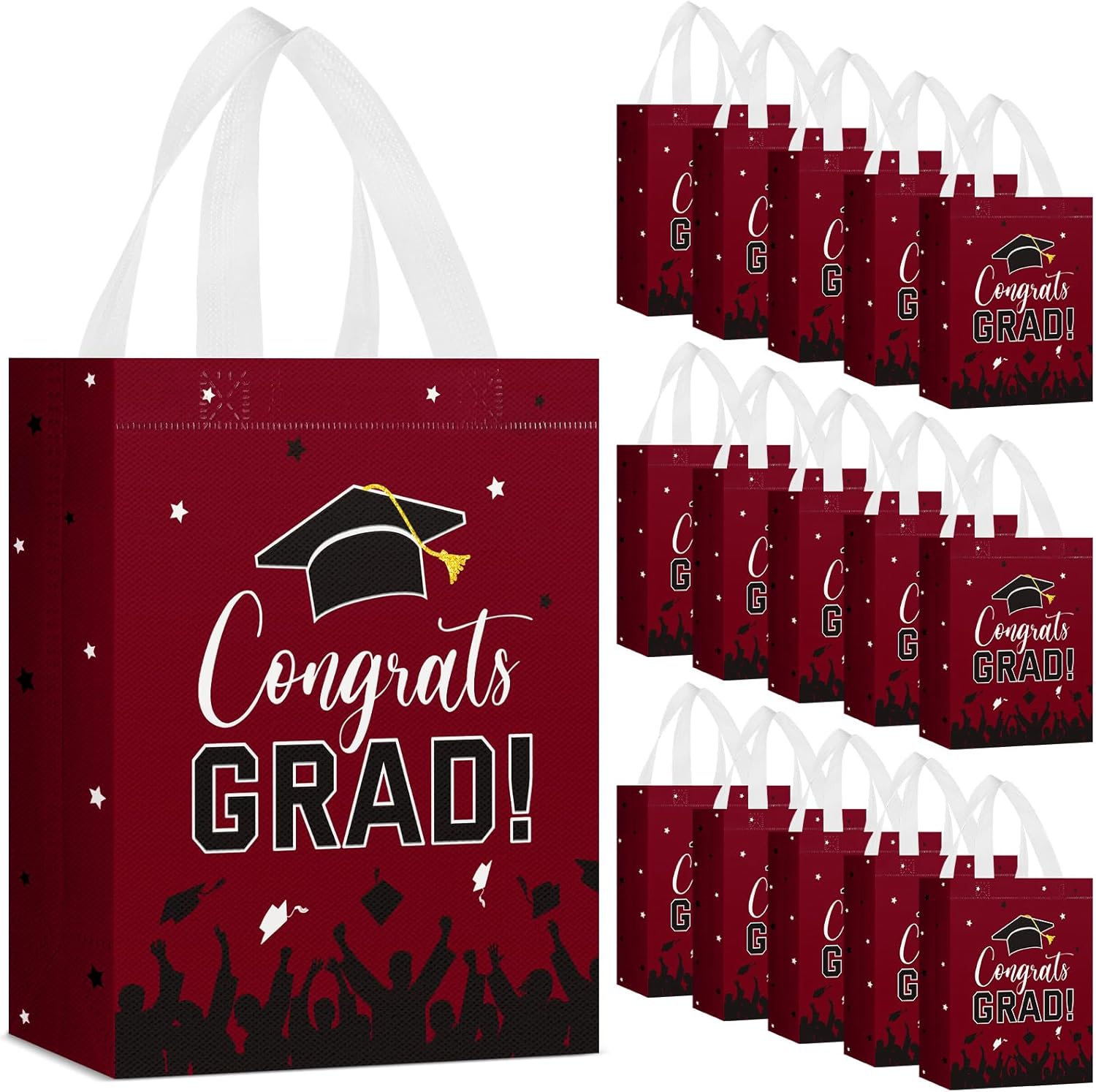 Shinylin 24 Pcs Graduation Gift Bags 2026 Reusable Graduation Bags Bulk with Handles, Nonwoven Congrats Grad Party Favor Tote(Royal Blue)