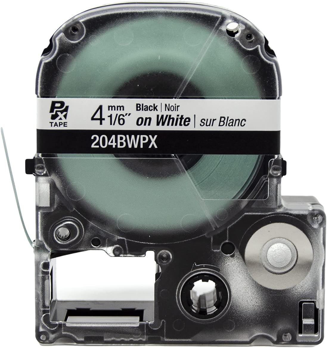 Epson LABELWORKS 204BWPX Genuine PET (Polyester) Tape Cartridge- Black on White Label Maker Tape - 1/6" (4MM) Wide, 30'