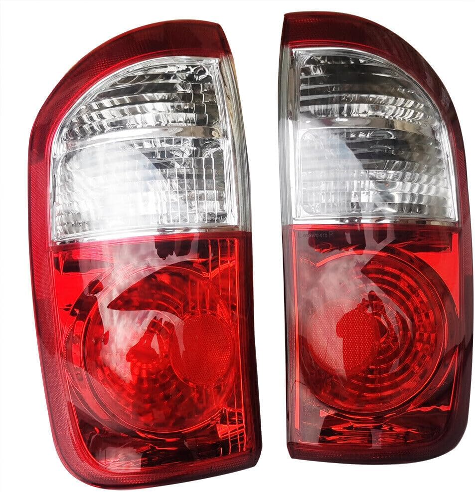 For 2004 2005 2006 Toyota Tundra Pickup 4-Door Double/Crew Cab Tail Lights Brake Lamps 1 Pair Left+Right Side Red Clear Lens Chrome Housing