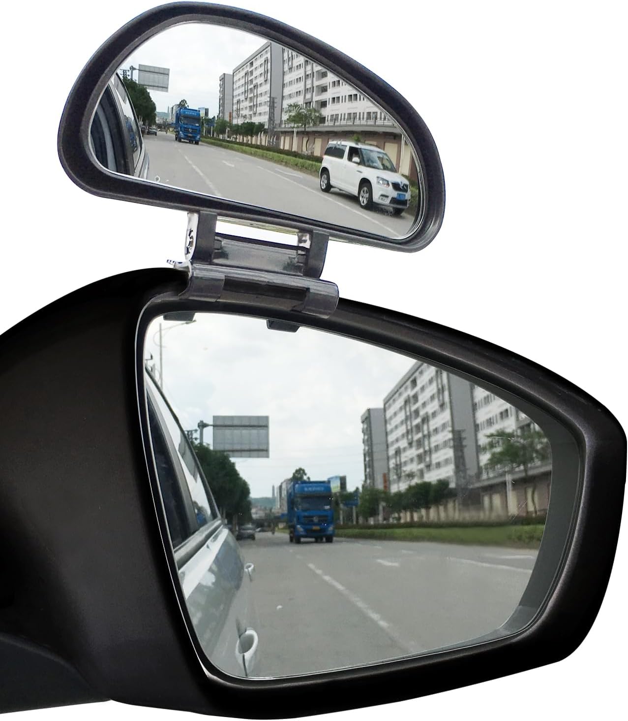 Ampper Blind Spot Mirror, Convex Rear View Add On Wide Angle Glass Mirror Upon Mirror for Car, Truck (NOT Universal Fit, Black Right, 1 Pcs)