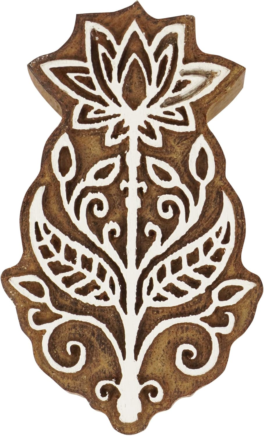 Textile Printing Block Floral Motif Hand Carved Wooden Stamp Wood Block Printing Textile Stamps for Fabric/Pottery Blocks,6 Inch-iuy