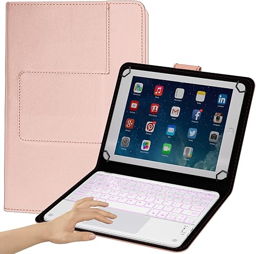 Miniatura 7 de Funda de teclado TouchPad para tabletas de 9, 9.7, 10.1, 10.2, 10.5, 10.9, 11 pulgadas, teclado inalámbrico Bluetooth 2 en 1 con panel táctil