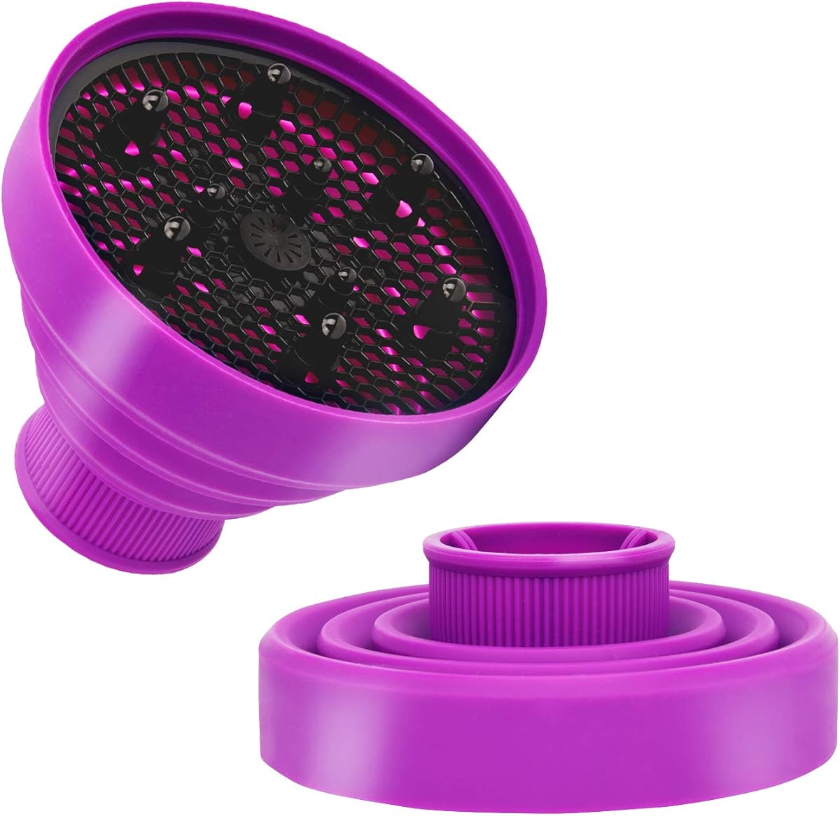 Universal Collapsible Hair Dryer Diffuser Attachment- Salon Grade Tool,Lightweight Foldable Portable Travel Folding Design Fit Most of Blow Dryers-PurplePurple