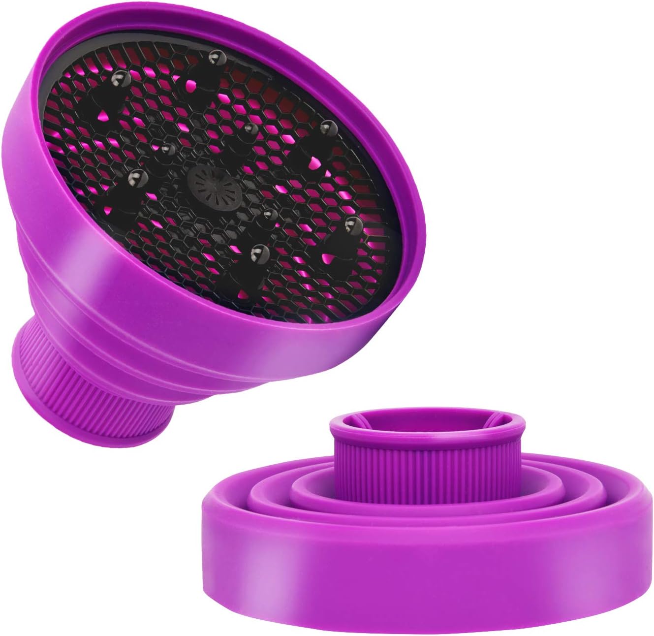 Universal Collapsible Hair Dryer Diffuser Attachment- Salon Grade Tool,Lightweight Foldable Portable Travel Folding Design Fit Most of Blow Dryers-PurplePurple