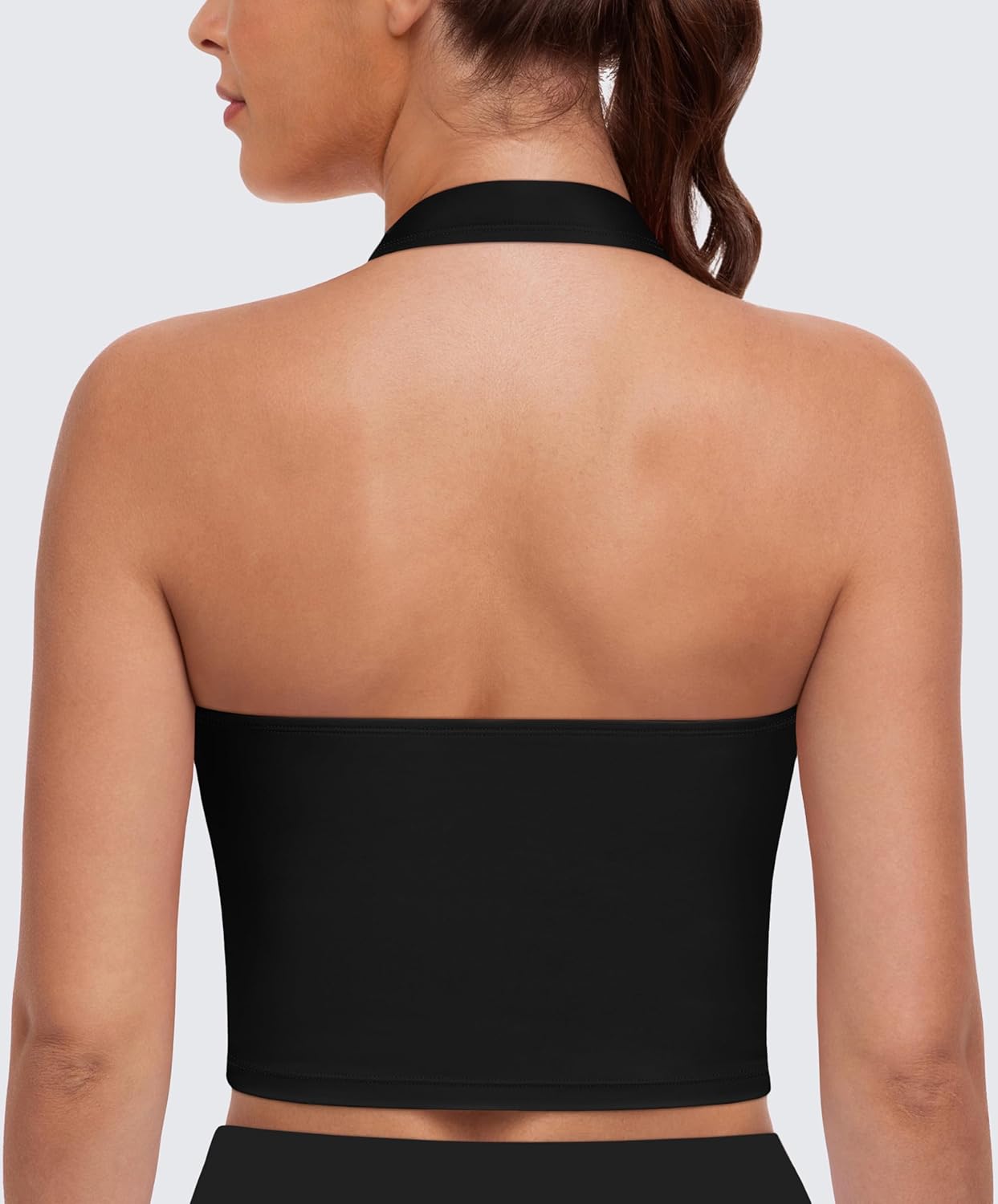 3-Pack Halter Longline Sports Bras for Women - Padded Workout Yoga Crop Tops Tanks Camisole Black