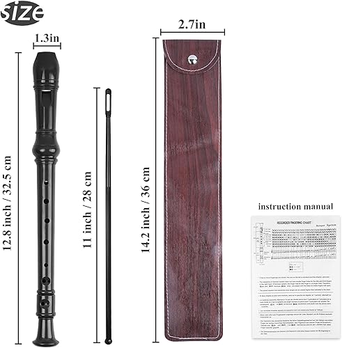 Miniatura 192 de Flauta para principiantes, niños y adultos, 8 agujeros, soprano, con varilla de limpieza y funda de cuero para estudiantes, entretenimiento en casa