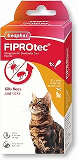 Beaphar | FIPROtec Spot-On for Cats | Kills Fleas & Ticks | Vet Strength Treatment | Easy to Apply | Suitable for Cats & Kittens from 8 Weeks of Age, Weighing more than 1kg | 1 Pipette