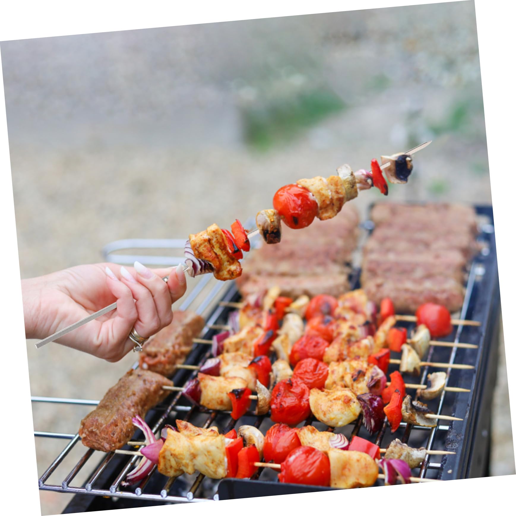 VALICLUD 50pezzi Spiedini Per Barbecue in Acciaio Spiedini Per Grigliare Per Carne e Verdure Utensili Per Grigliare Riutilizzabili
