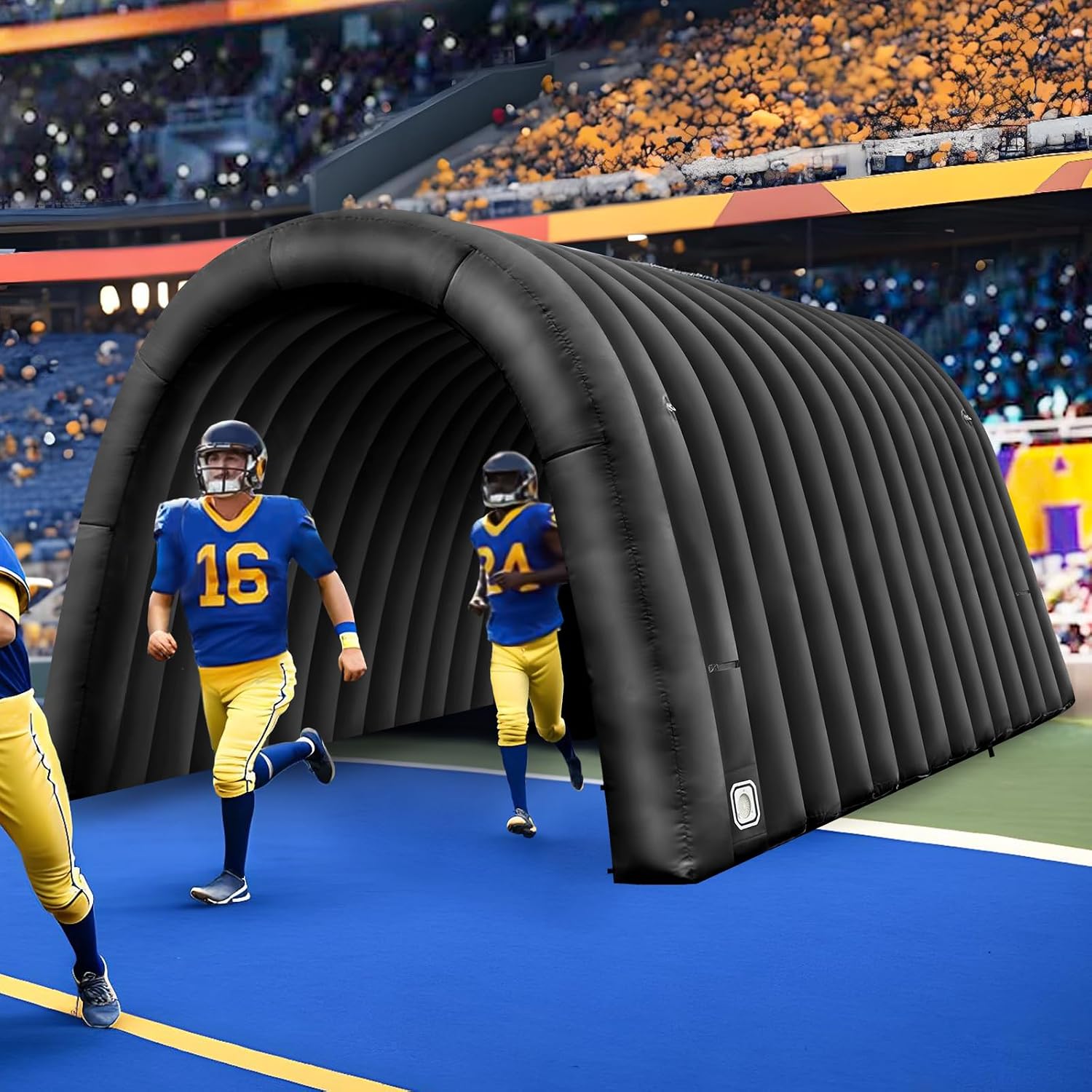 OZIS 16FT Inflatable Tunnel Entrance Sports with Installed Blower Inflatable Football Tunnel Tent Inflatable Entryway for Business Advertising Event Exhibition Promotion(Black,16x10x10ft)
