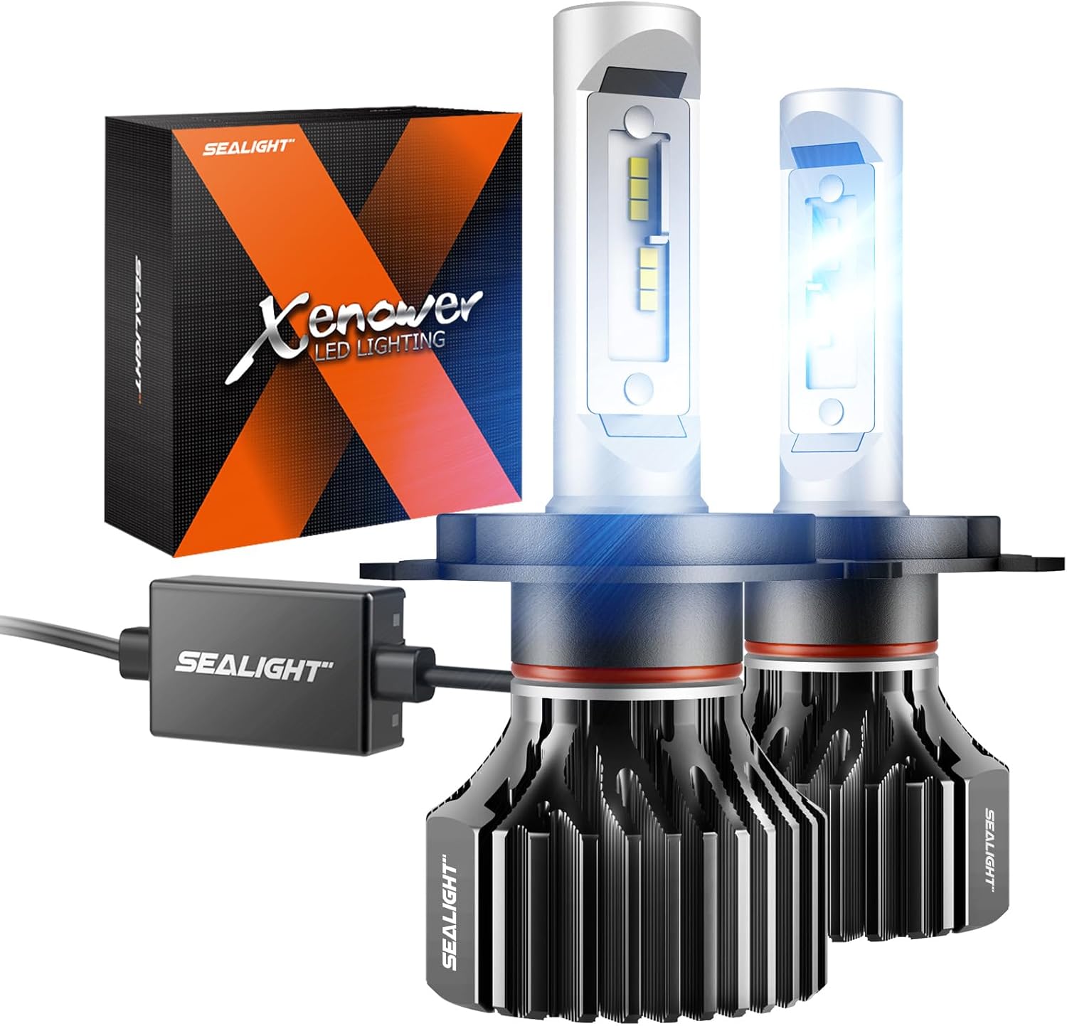 SEALIGHT X1 H4 Bulb, Exceptional Clarity, 58,000LM, 6000K White, 1:1 Size Design, Fog Bulb, Easy Installation, Long-Lasting Performance, Fog Light, Pack of 2