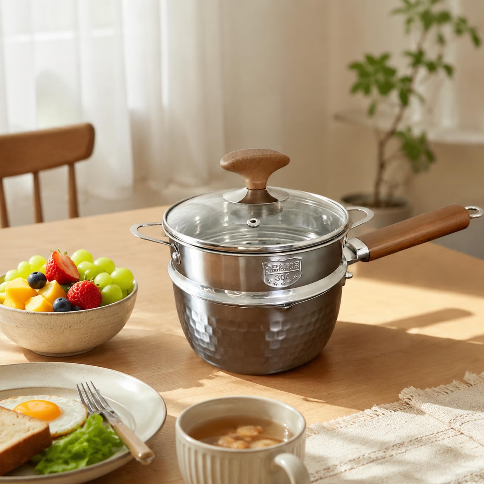 predolo Casserole En Acier Inoxydable 316 Panier Vapeur Résistant à la Chaleur Casserole Revêtement Intérieur pr Cuisine Quotidienne, 14CM