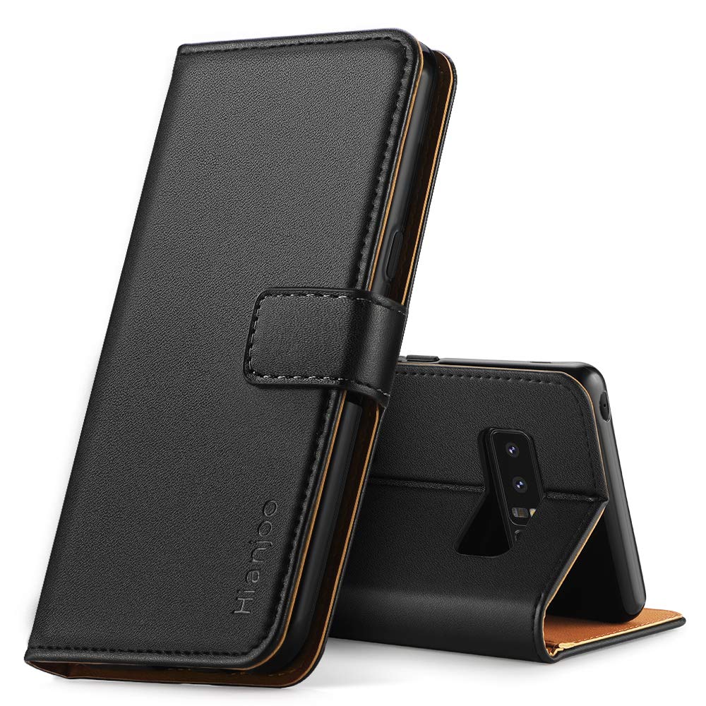 Hianjoo Leder Flip Case Für Xiaomi Redmi Note 8 Pro - Mit Standfunktion, Kartenfächern & Magnetverschluss, Schwarz
